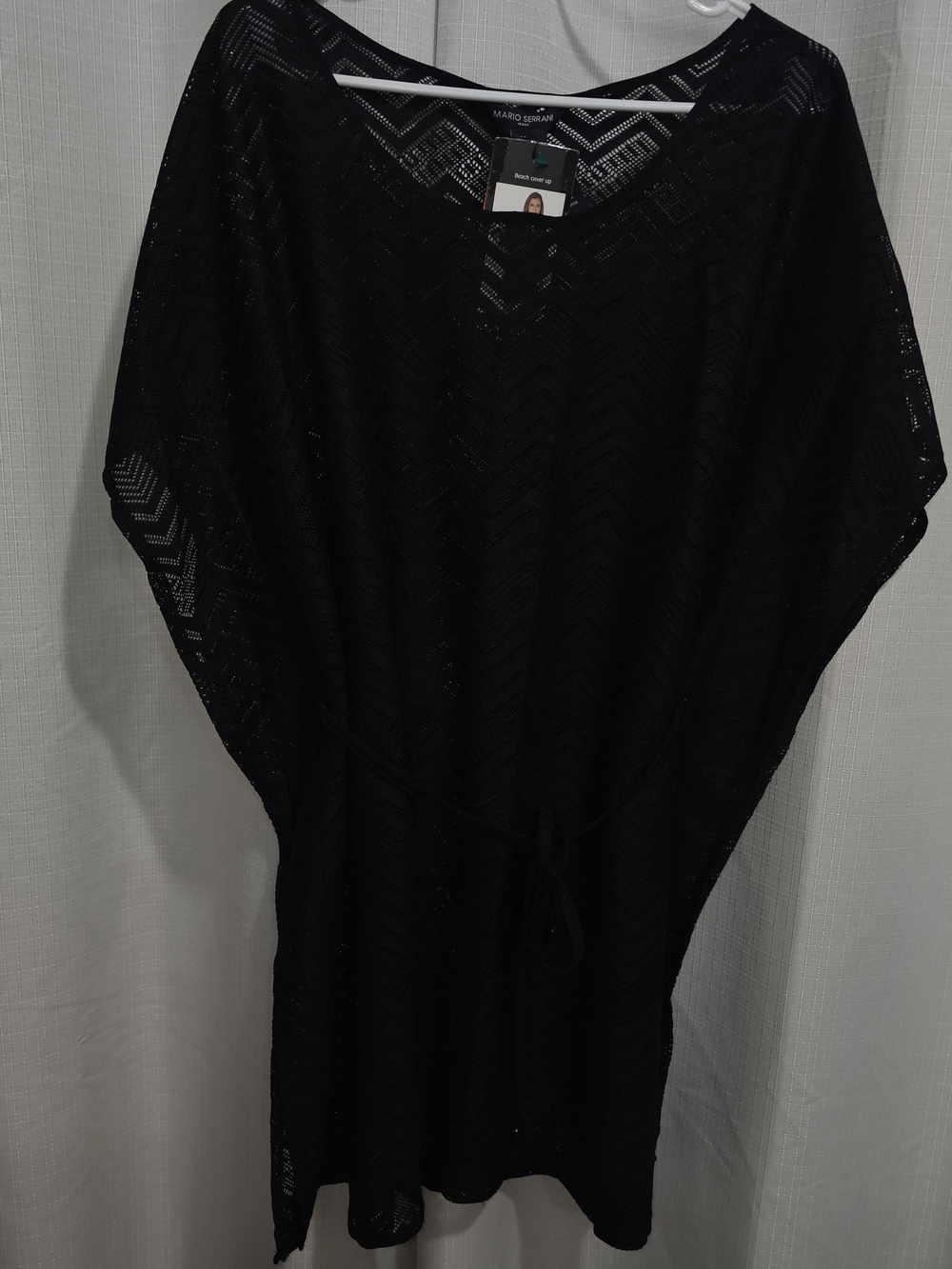 Mario Serrani - Black Crochet Lace Beach Cover Up - Women’s M - Sheer Swim Tunic